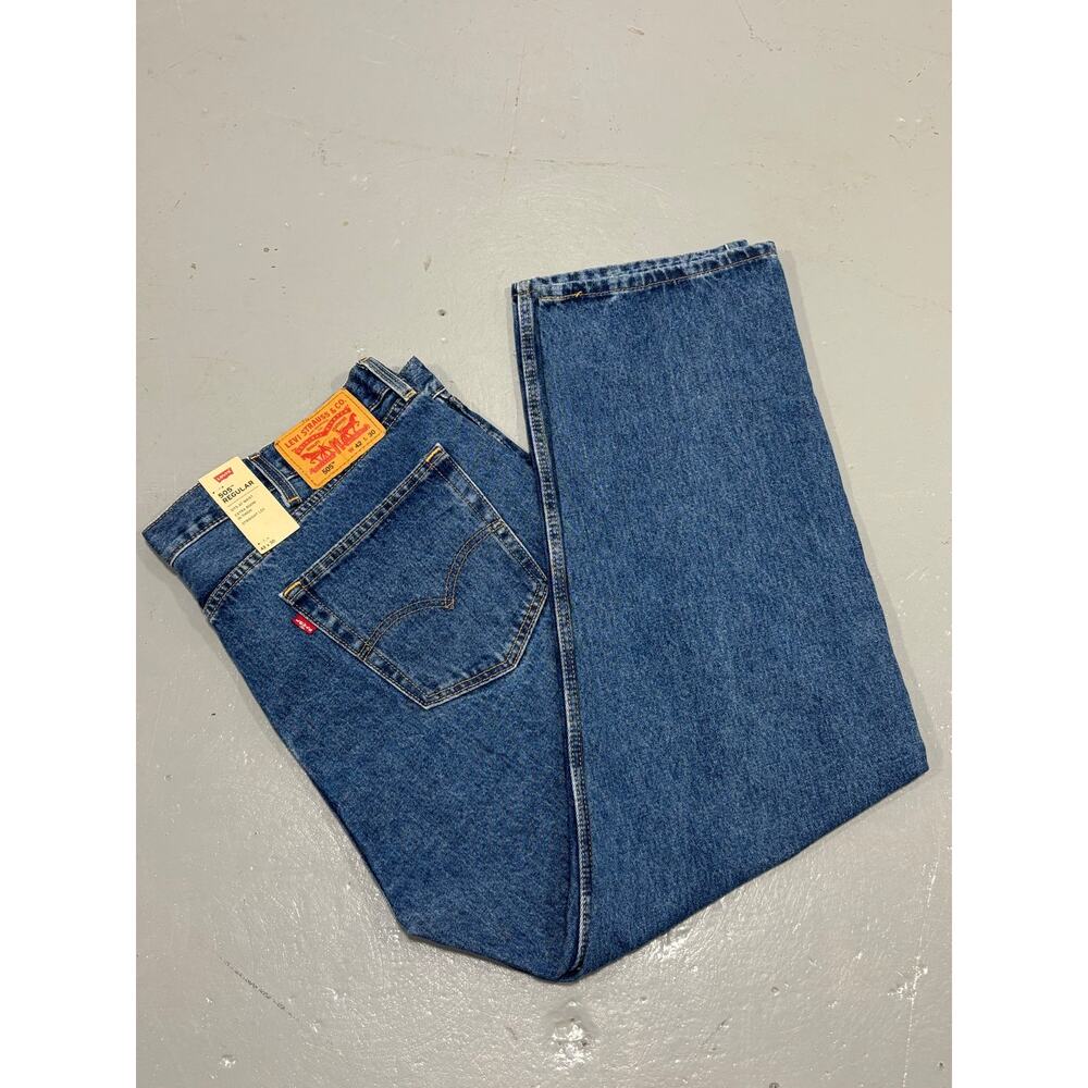 Levi’s 505 Regular Fit Jeans 42x30 Dark Wash Indigo Blue Denim Big